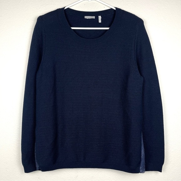 Marella XL Womens Navy Blue Ribbed Lace Back Hem Pullover Sweater - Picture 1 of 8